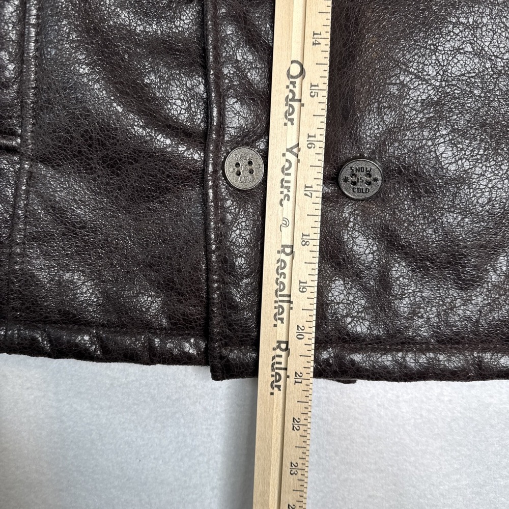 Custo Barcelona Growing Brown Faux Leather Fleece Lined Jacket Youth Size 10 - Picture 6 of 12